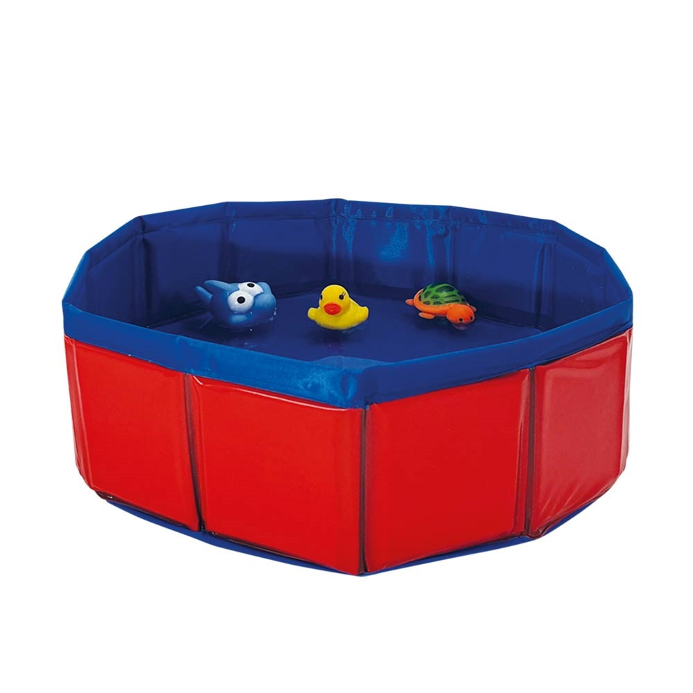 Kattenspeelzwembad met speeltjes  30 x 11 cm rood/blauw
