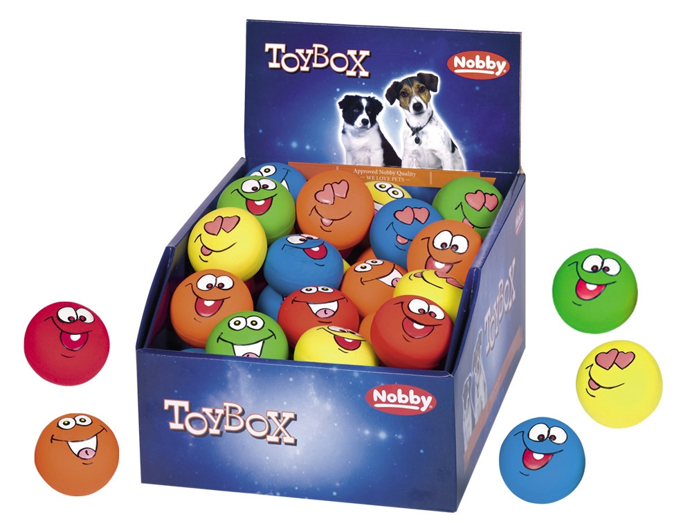 Latex "Gekke Gezichten" display 60 st, 5,5 cm Mix kleuren