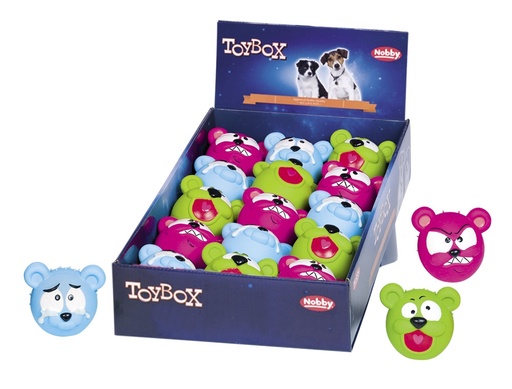 [NB62401] Latex speelgoed "Emotie Gezichten" Display 15 st, 8 cm Mix kleuren