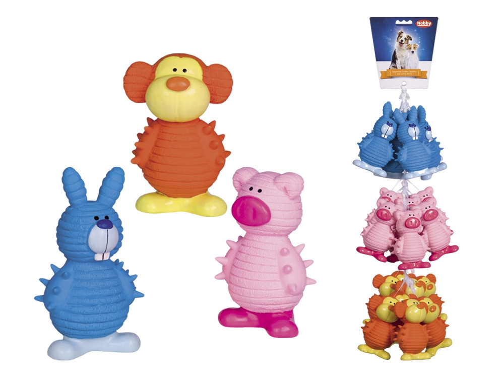 Latex dieren strip 12 st, 12 + 13,5 cm Mix kleuren