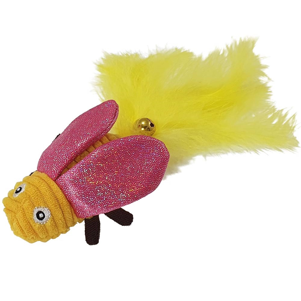 Kever gemaakt van stof met kattenkruid 18 cm roze