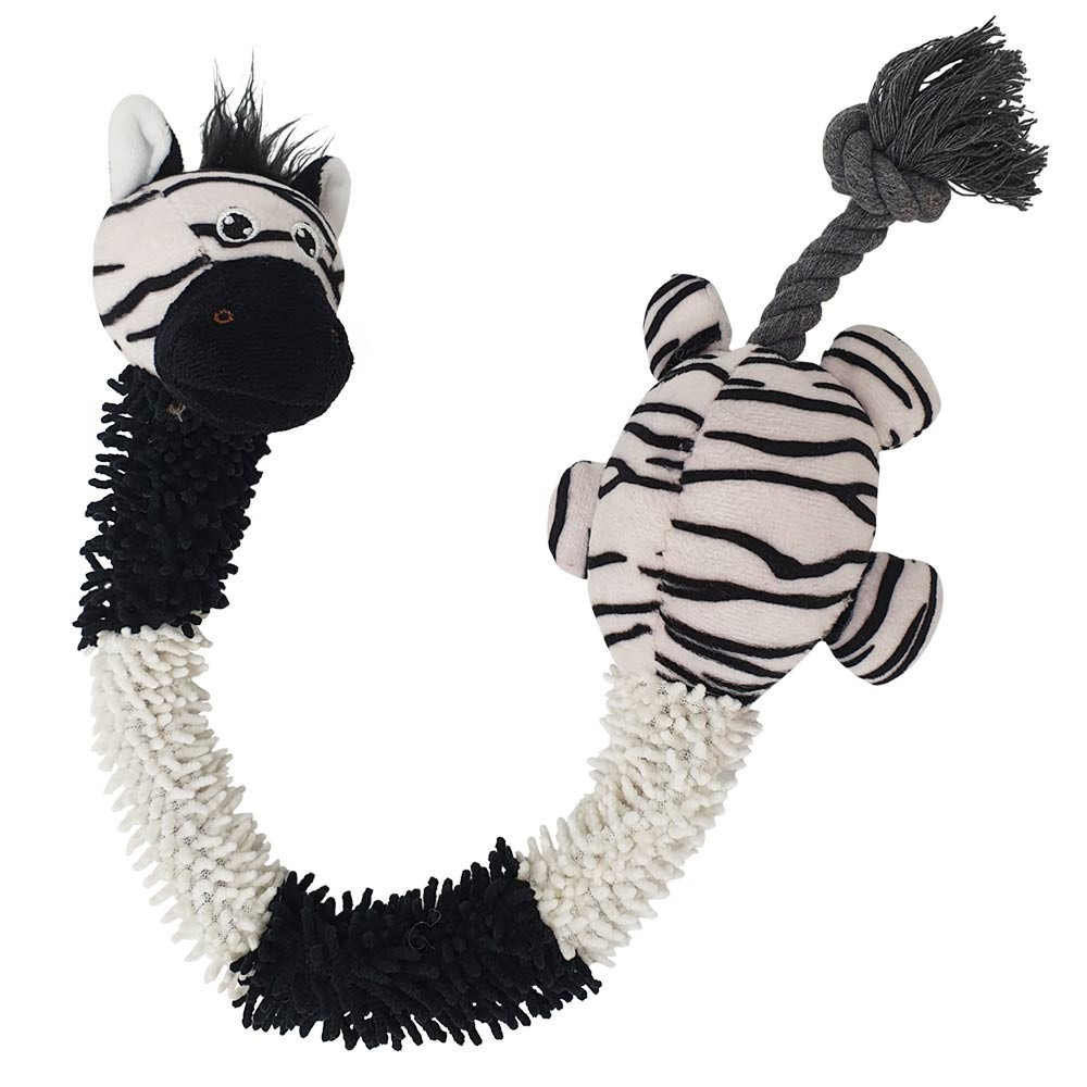 Pluche zebra met touw erin