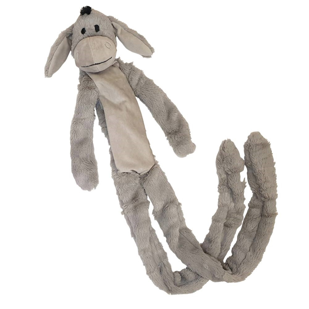 Pluche ezel lang, met touw erin 105 cm 