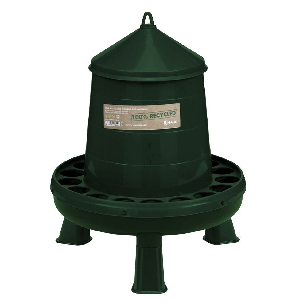 Gevogeltevoederbak "RECYCLE" met kunststof poten 4 kg,  33 x 37,5 cm 