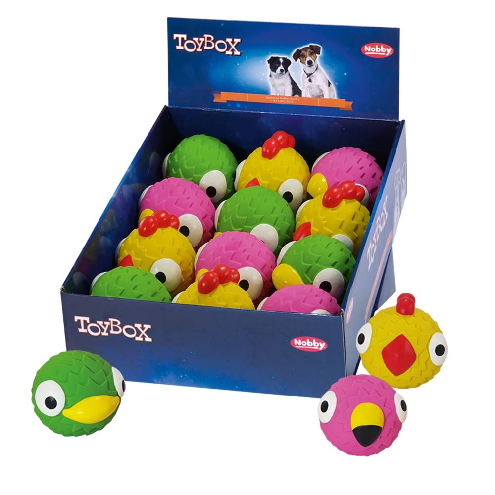 Latex "Vogelgezichten" Display 12 st, 8,5 + 10 cm Mix kleuren