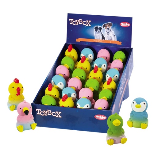 [NB62564] Latex "Babyvogels" Display 24 st, 9 + 10 cm Mix kleuren