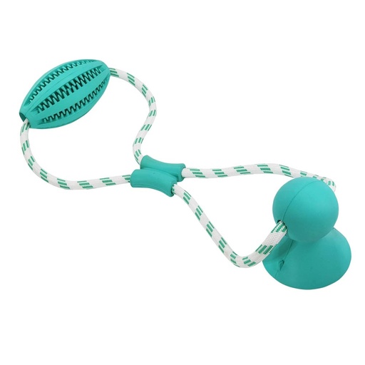 [NB62580] Rubberrugby met touw "DENTAL LINE" 50 cm, Rugby: 11 cm 