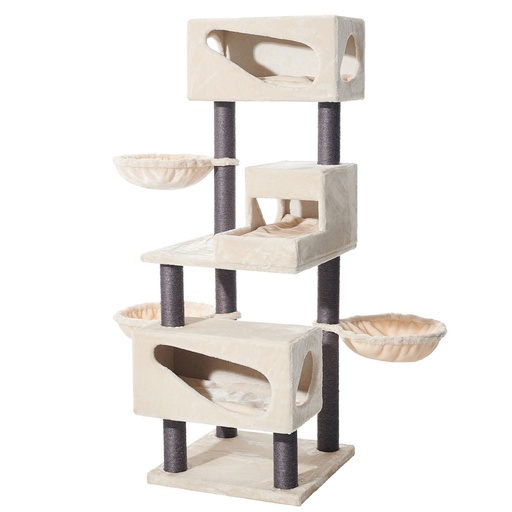 [NB6379592] Kattenkrabber "CORLU" 60 x 60 x 171 cm cream