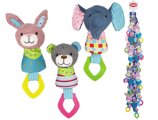 [NB63938] Pluche dieren strip 12st, 21 + 25 cm Mix kleuren