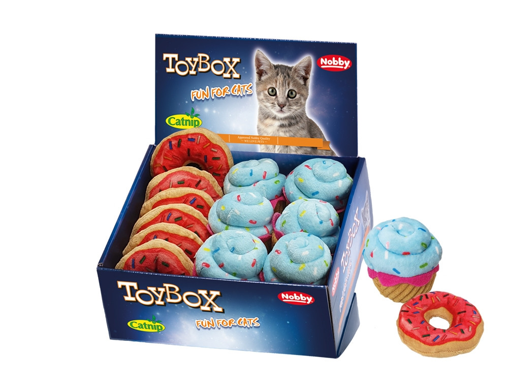 Pluche "Dessert" met kattenkruid Display 12 st, 8 + 9 cm 
