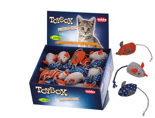 [NB63953] Pluche muisjes met kattenkruid Display 36 st, 6 cm Mix kleuren