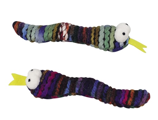 [NB63956] Wollen slang 2 st with catnip, 16 cm Mix kleuren
