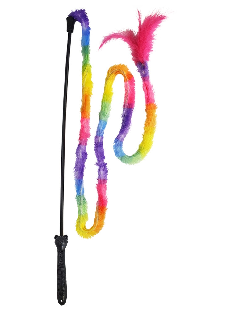 Kattenblad met pluche en veren stok: 54 cm, plush +feather: 132 cm 