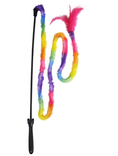 [NB63966] Kattenblad met pluche en veren stok: 54 cm, plush +feather: 132 cm 