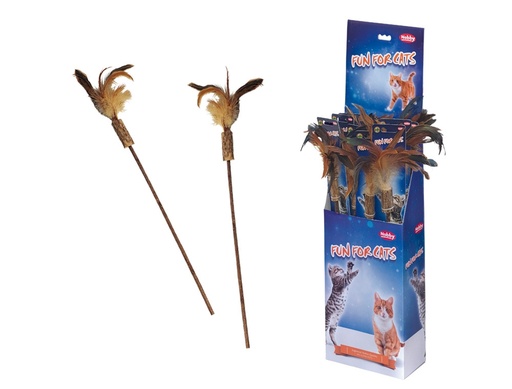 [NB63970] Matatabiblad met veer Display 18 st, stok: 42 cm, approx. 10 cm 
