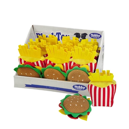 [NB65734] Pluche voer "Klassiek" display 18st, 5 x 7 + 10 cm Mix kleuren