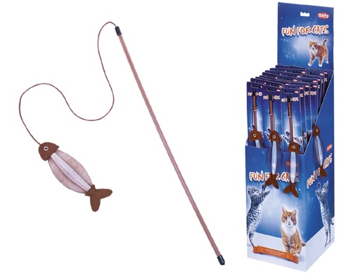 [NB65900] Hengel met vis Display 24 st, stok: 50 cm; band with toy: 60 cm 