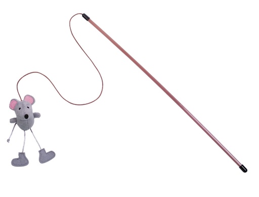 [NB65902] Hengel met pluche muis stok: 50 cm; band met speeltje: 60 cm 