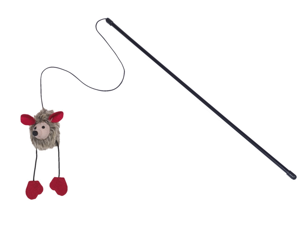 Teaser met pluche muis, met geluid 6 cm; 50 cm 