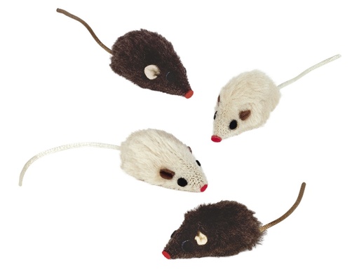 [NB66920] Pluche muis met rammelaar 4 st, 5 cm 
