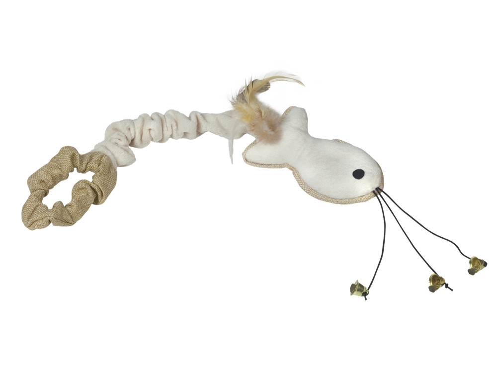 Pluche vis met draagriem beige