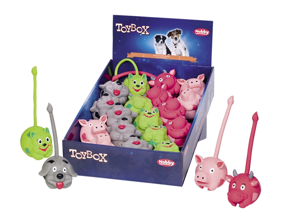 Latex dieren display 18st, 7,5 cm Mix kleuren 