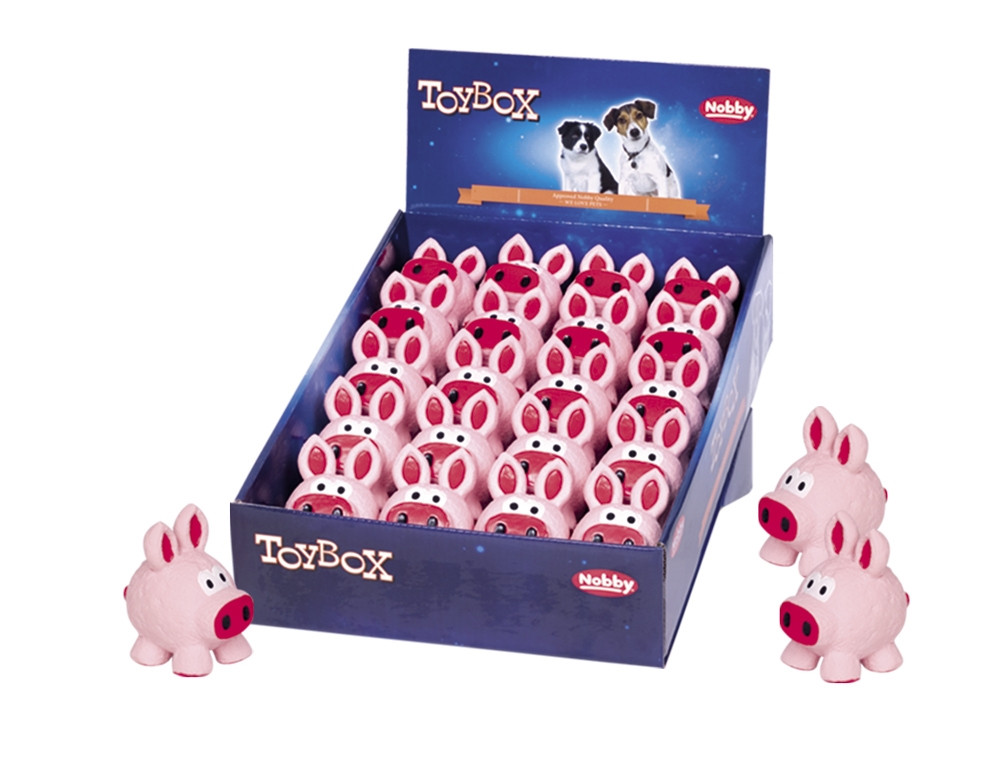 Latex speelgoed "Cool varken" display 20st, 9 cm 