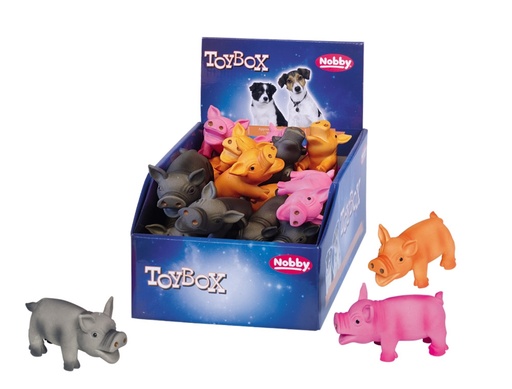 [NB67028] Latex speelgoedvarkens display 24 st. 