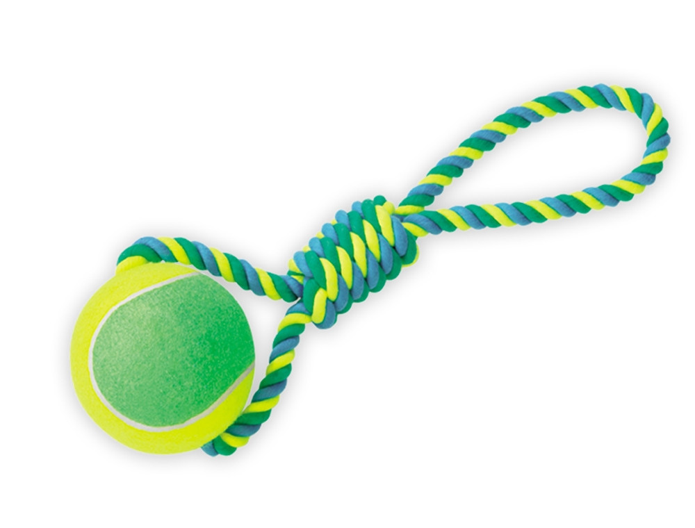 Touwspeelgoed, Touw met tennisbal XXL 50 cm, ball  12 cm 