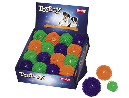 [NB67191] TPR-bal "SPIKY" display 16 st., 8 cm Mix kleuren