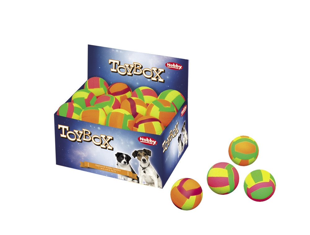 Volleyballen van schuimrubber 6,3 cm; display 24 st. Mix kleuren