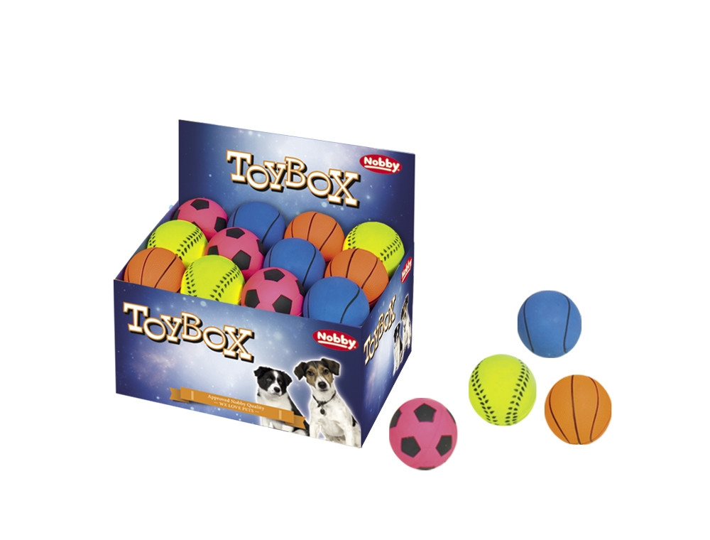 Schuimrubberen ballen 5,7 cm; display 24 st. Mix kleuren