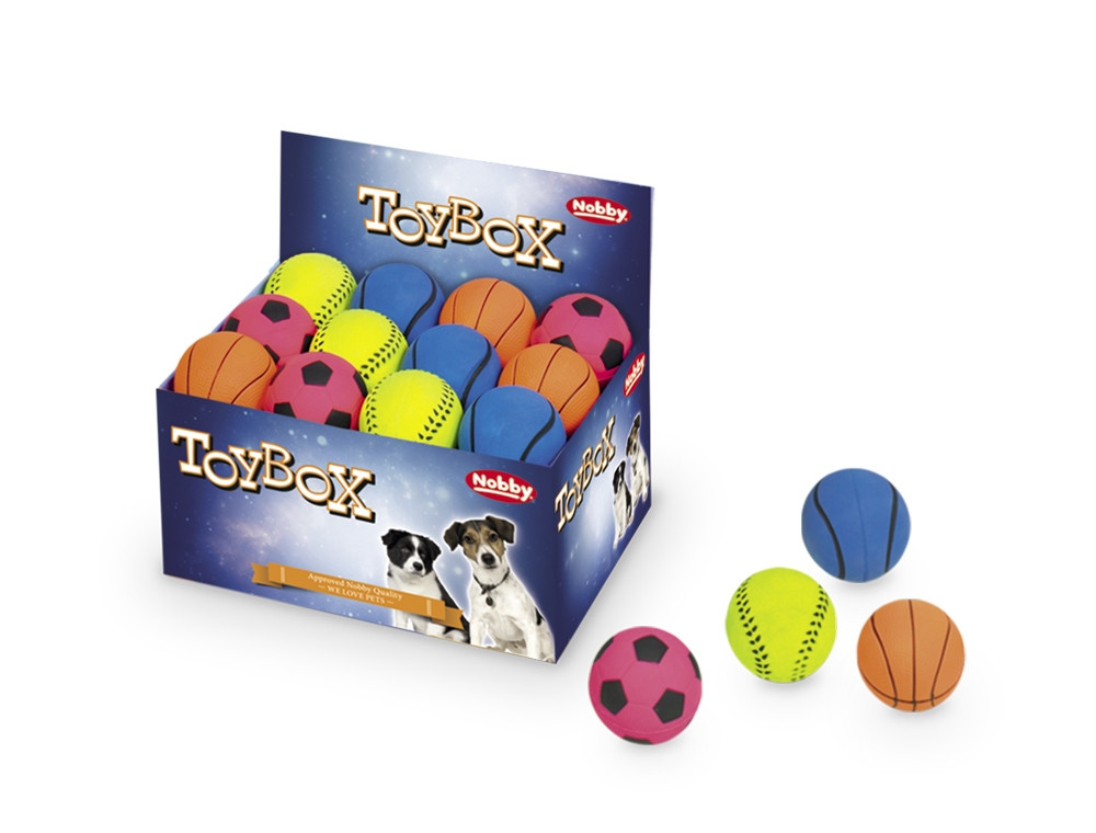 Schuimrubberen ballen 6,3 cm; display 24 st. Mix kleuren