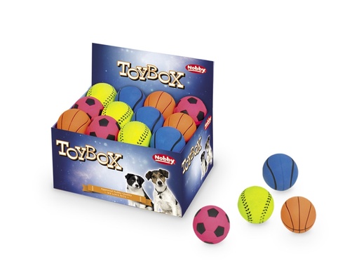 [NB67226] Schuimrubberen ballen 6,3 cm; display 24 st. Mix kleuren