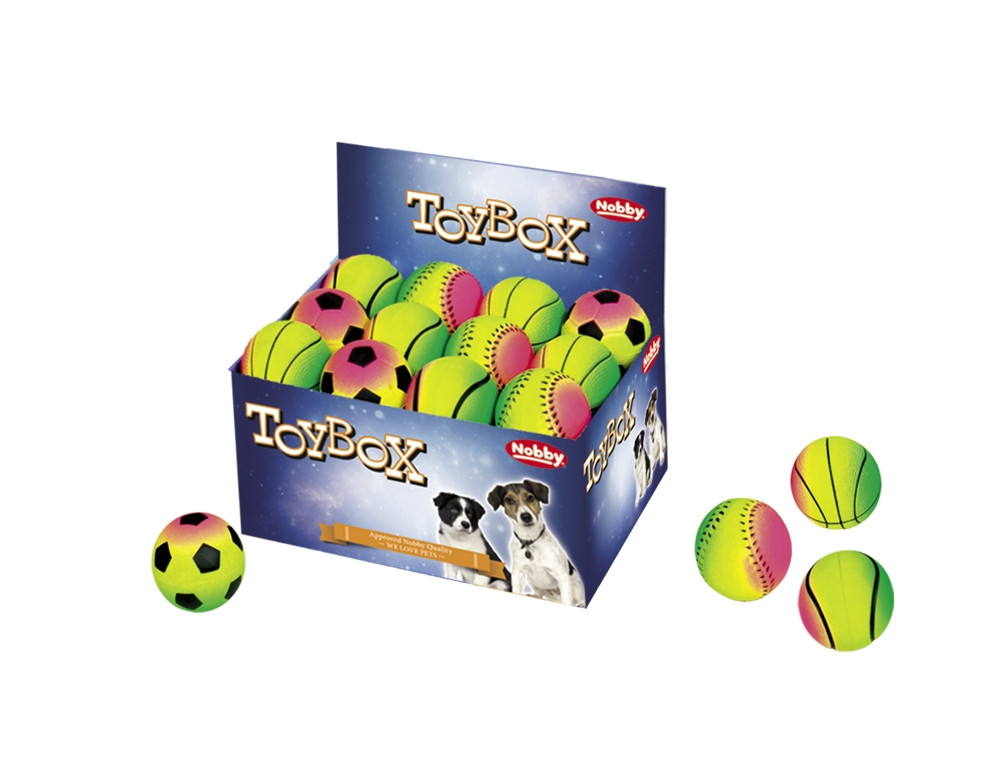 Schuimrubberen ballen "RAINBOW" 6,3 cm; display 24 st. Mix kleuren