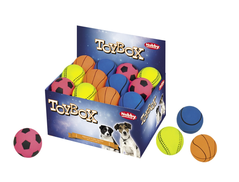 Schuimrubberen ballen 7,2 cm; display 24 st. Mix kleuren