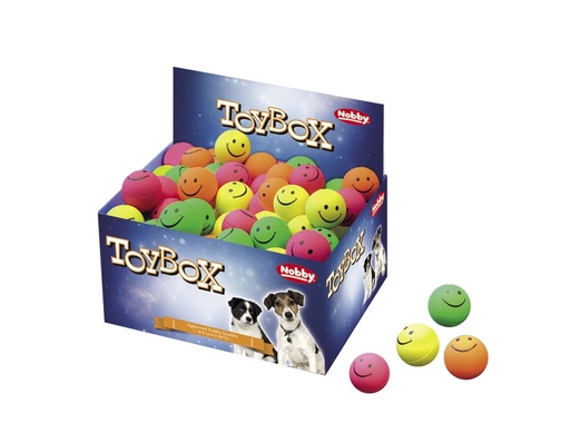 [NB67238] Schuimrubberen smileyballetjes 4,7 cm; display 72 st. Mix kleuren