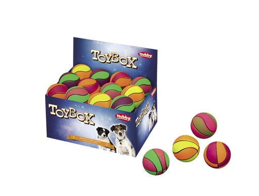 [NB67240] Basketbal van schuimrubber 6,3 cm; display 24 st. Mix kleuren