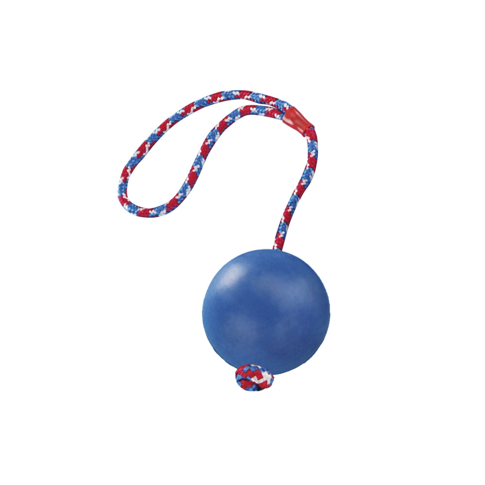 Rubberen bal met touw 6 cm Mix kleuren