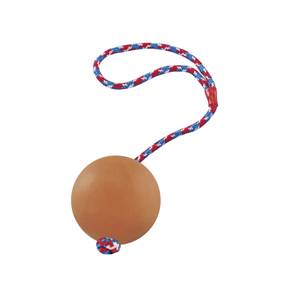 Rubberen bal met touw 7 cm Mix kleuren