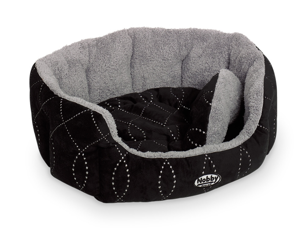 Comfortbed ovaal "CENO" l x b x h: 45 x 40 x 19 cm zwart/grijs