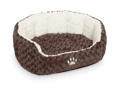 [NB71560] Comfortbed ovaal "NEIKU" l x b x h: 65 x 57 x 22 cm bruin/wit