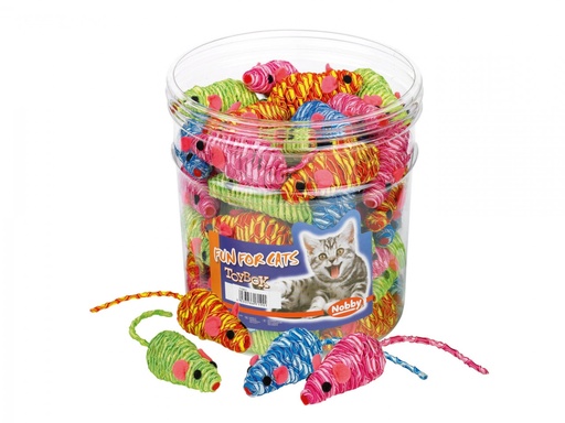 [NB71901] Speelgoedkist kat Tube 48 st., 7 cm mouse wrapped, 