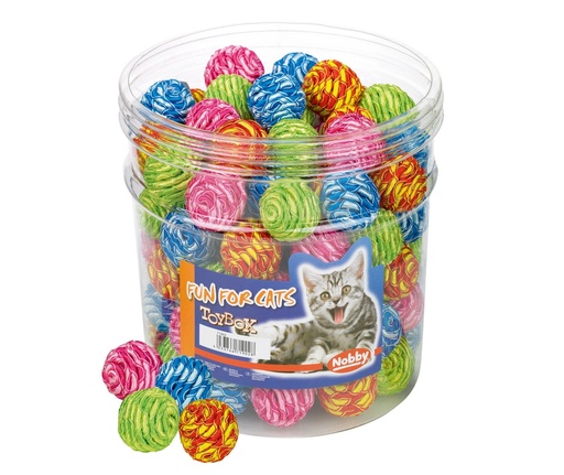 [NB71902] Speelgoedkist kat Tube 100 st., 3,5 cm ball wrapped, 