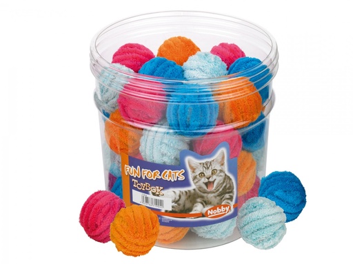 [NB71904] Speelgoedkist kat Tube 40 st., 4 cm plush ball, 