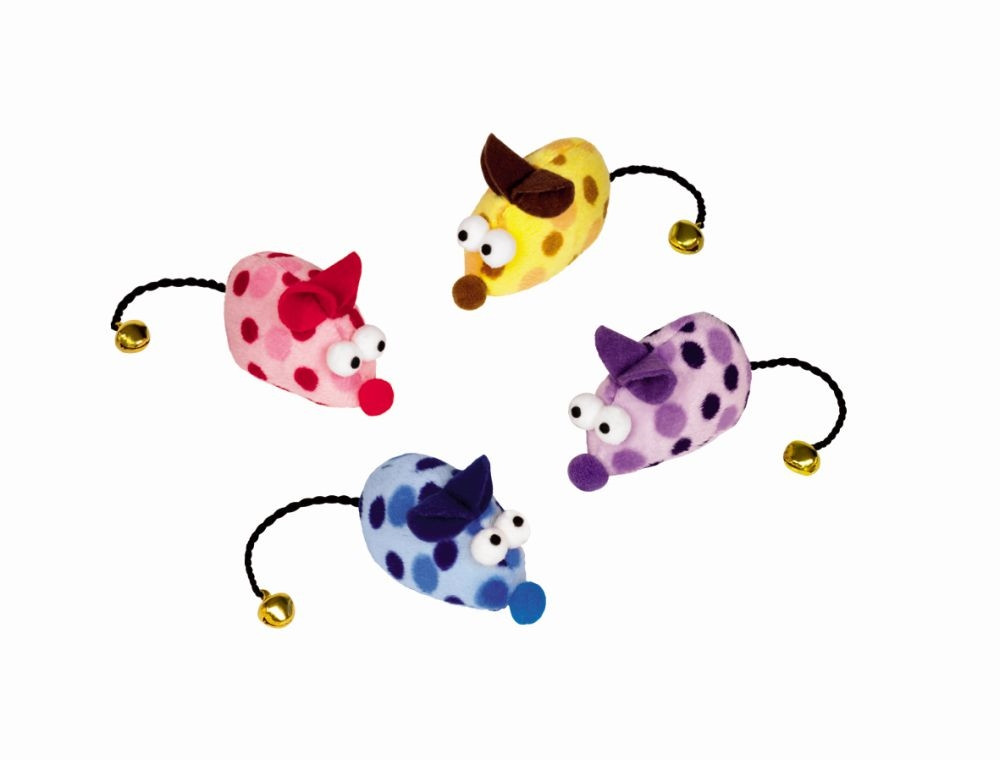 Pluche muis met kattenkruid 6,5 cm 2 pcs. Mix kleuren