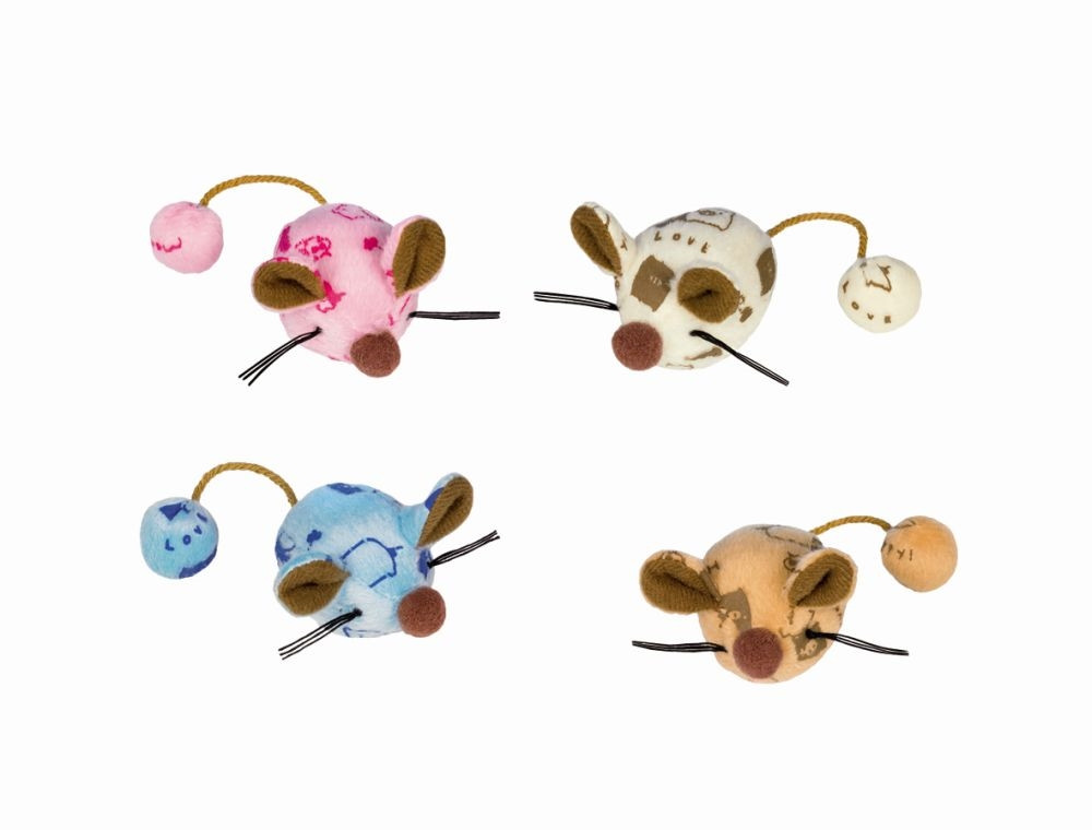 Pluche muis met kattenkruid 6 cm 2 pcs. Mix kleuren