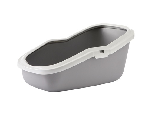 [NB72073] Kattentoilet met rand "Aseo" 56 x 39x 27,5 cm grijs-wit
