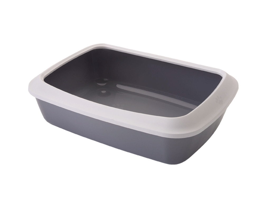 Kattentoilet met rand "Iriz" 42 x 30,5 x 10 cm grijs-wit