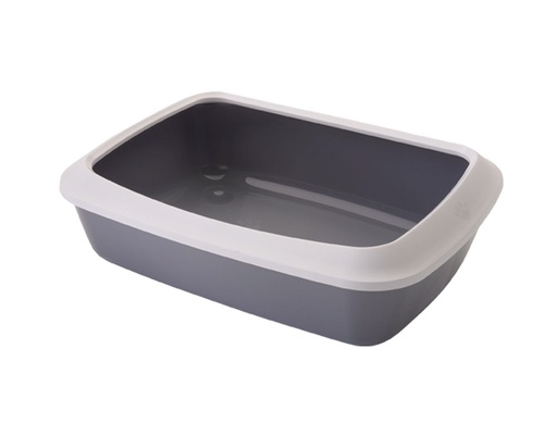 [NB72109] Kattentoilet met rand "Iriz" 42 x 30,5 x 10 cm grijs-wit